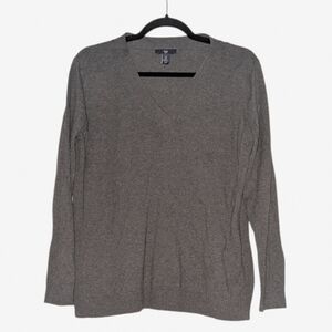 Gap Gray V-Neck Knit Sweater, Size Large